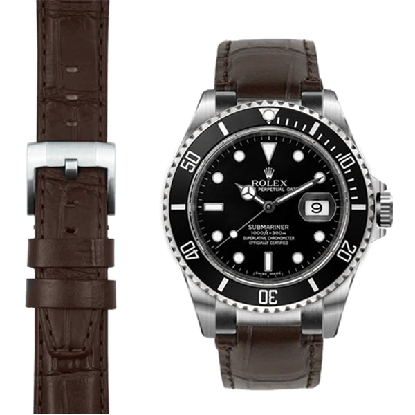 Steel End Link Leather Strap for Rolex Submariner Watch | Everest