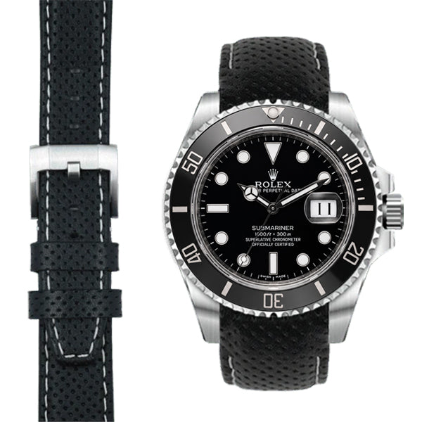 Rolex サブマリーナ Everest エベレスト ラバーバンド ブラック Curved End Leather Racing Strap for Rolex Submariner Ceramic Watch