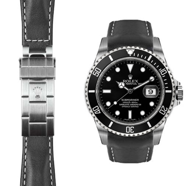Curved End Leather Strap for Rolex Submariner Watch | Everest Bands