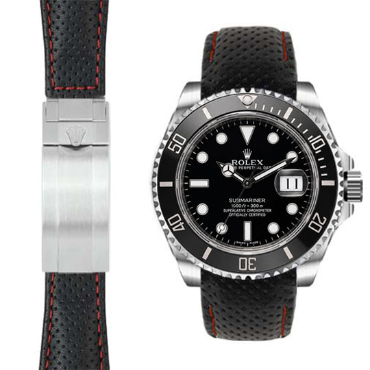 ラババン Curved End Leather Strap for Rolex Submariner Ceramic Watch