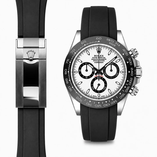 Curved End Rubber Strap for Rolex Ceramic Daytona Watch | Everest