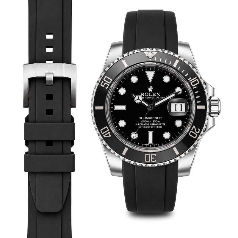 Black Rubber / Silver Buckle / Standard