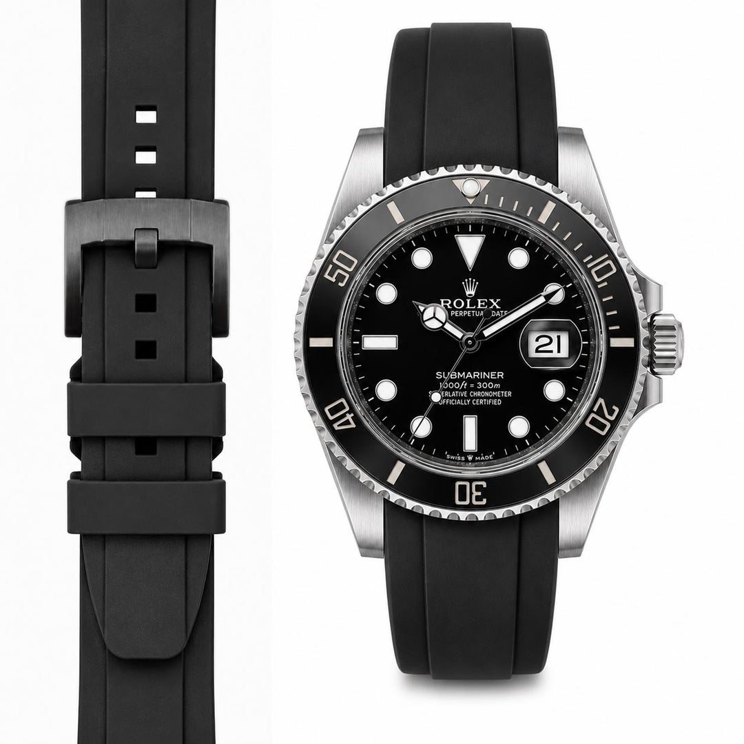 Rolex サブマリーナ Everest エベレスト ラバーバンド ブラック Curved End Rubber Strap for Rolex Submariner 41mm | Everest Bands