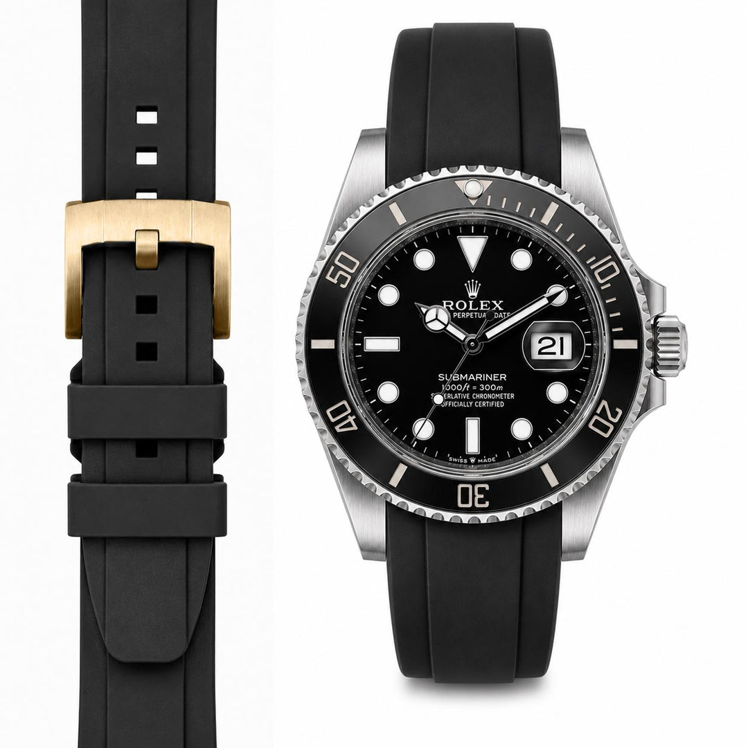 Rolex サブマリーナ Everest エベレスト ラバーバンド ブラック Curved End Rubber Strap For The Submariner 41 | Everest Bands