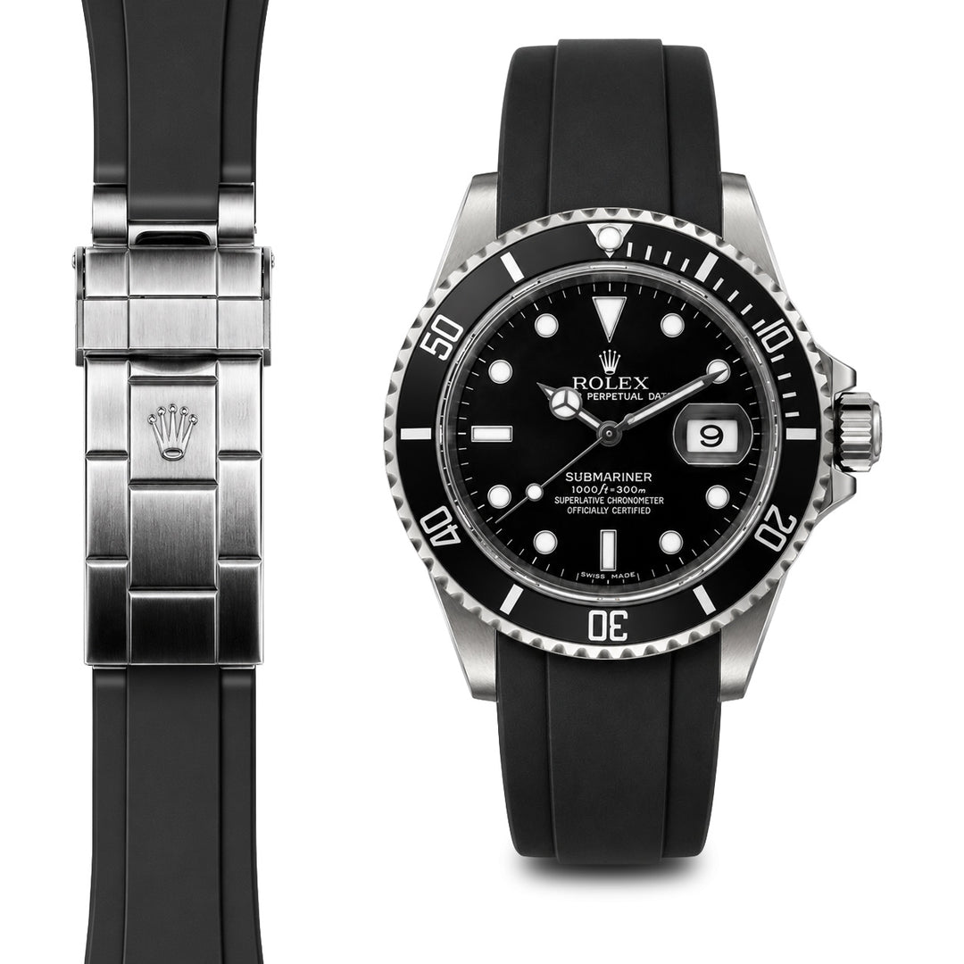 Rolex サブマリーナ Everest エベレスト ラバーバンド ブラック Curved End Rubber Strap for Rolex Submariner Watch | Everest Bands