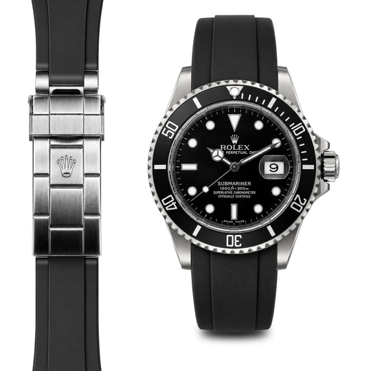 Rolex サブマリーナ Everest エベレスト ラバーバンド ブラック Curved End Rubber Strap for Rolex Submariner Watch | Everest Bands