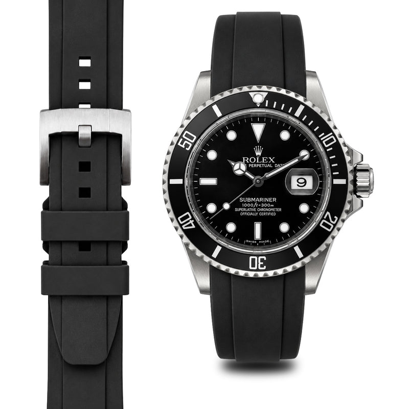 Black Rubber / Silver Buckle / Standard