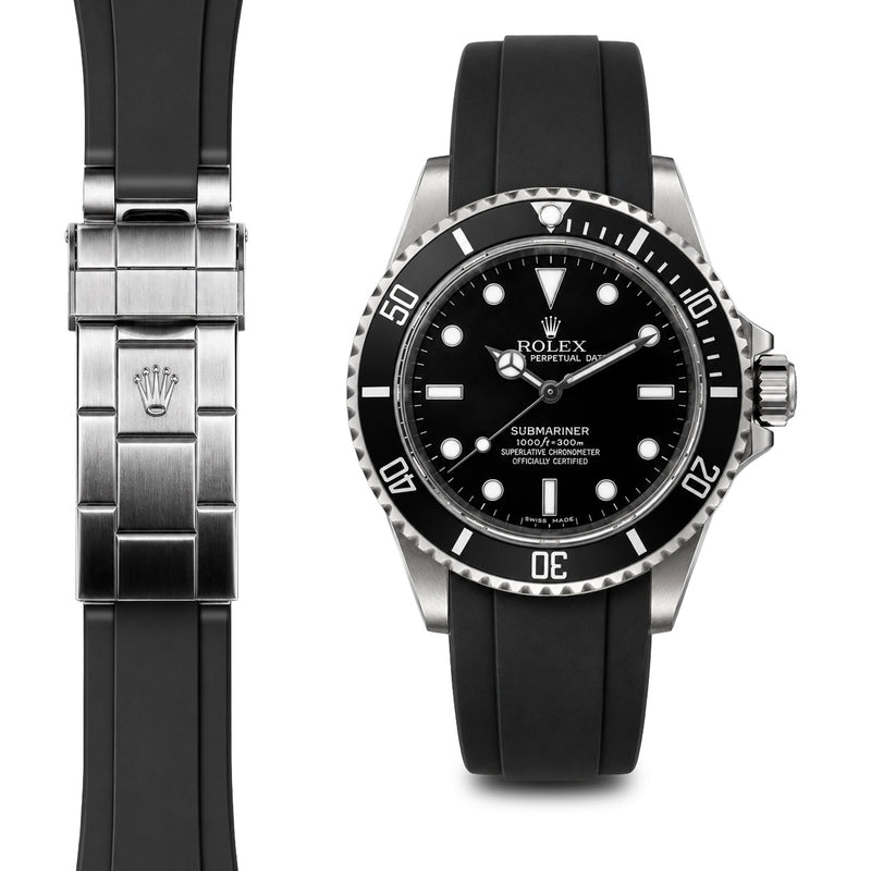 Rolex Submariner five-digit black rubber watch strap deployant style