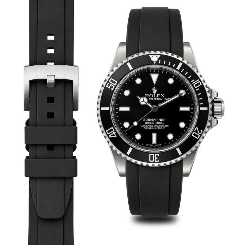 Black Rubber / Silver Buckle / Standard