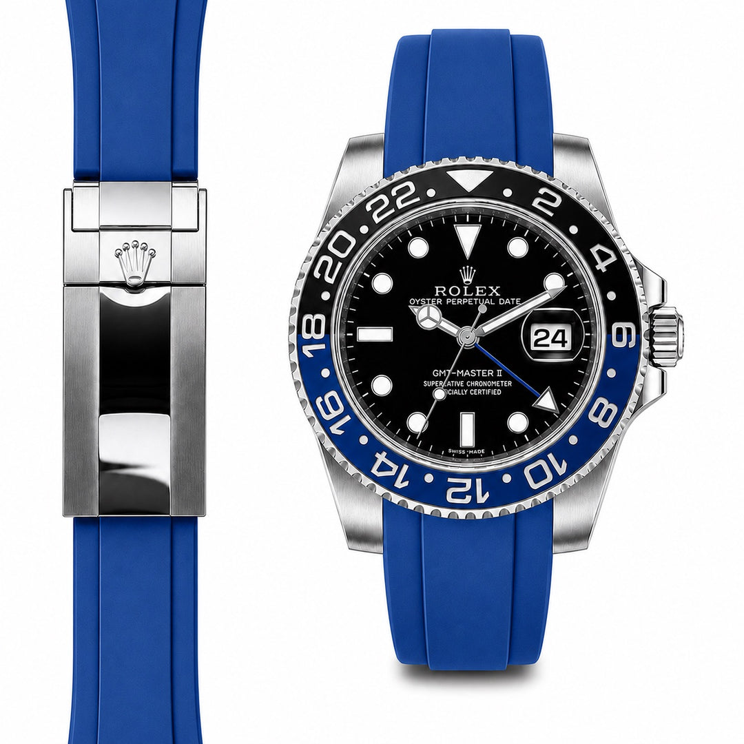 Curved End Rubber Strap for Rolex GMT Master II Ceramic Watch