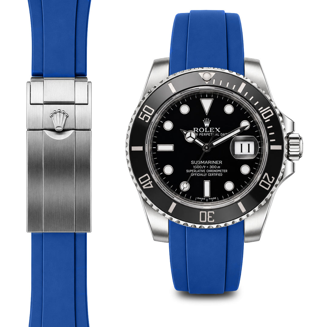 Curved End Rubber Strap for Rolex Submariner Ceramic Watch