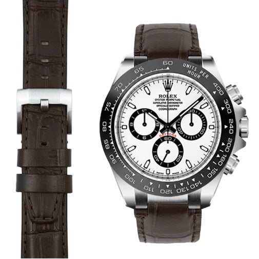 Steel End Link Leather Strap for Rolex Ceramic Daytona Watch