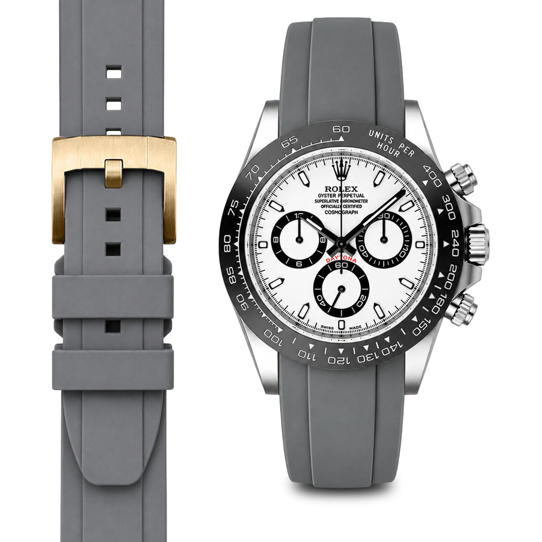 Curved End Rubber Strap for Rolex Ceramic Daytona Watch | Everest