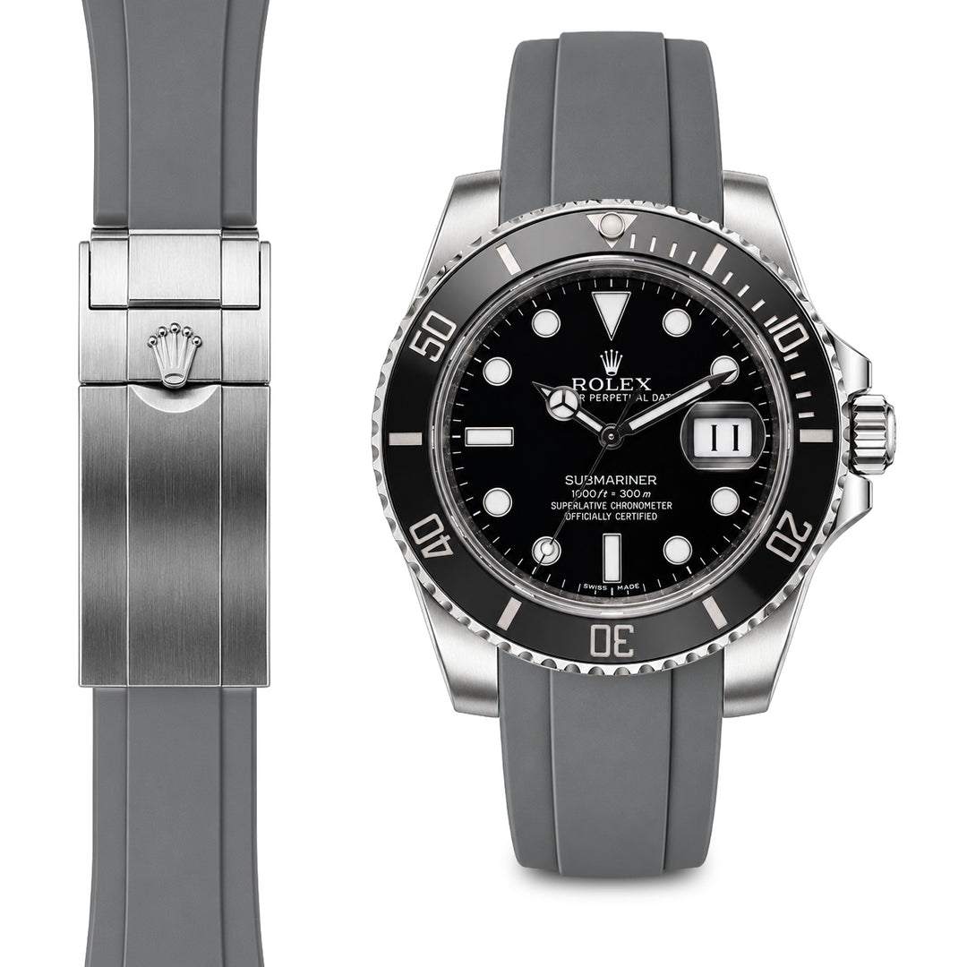 Curved End Rubber Strap for Rolex Submariner Ceramic Watch