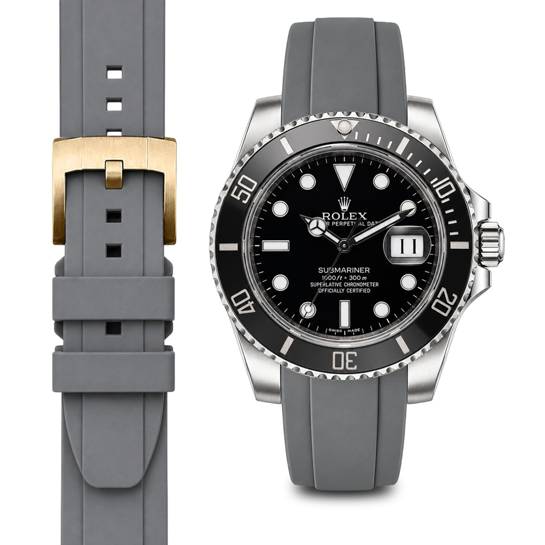Curved End Rubber Strap for Rolex Submariner Ceramic with Tang