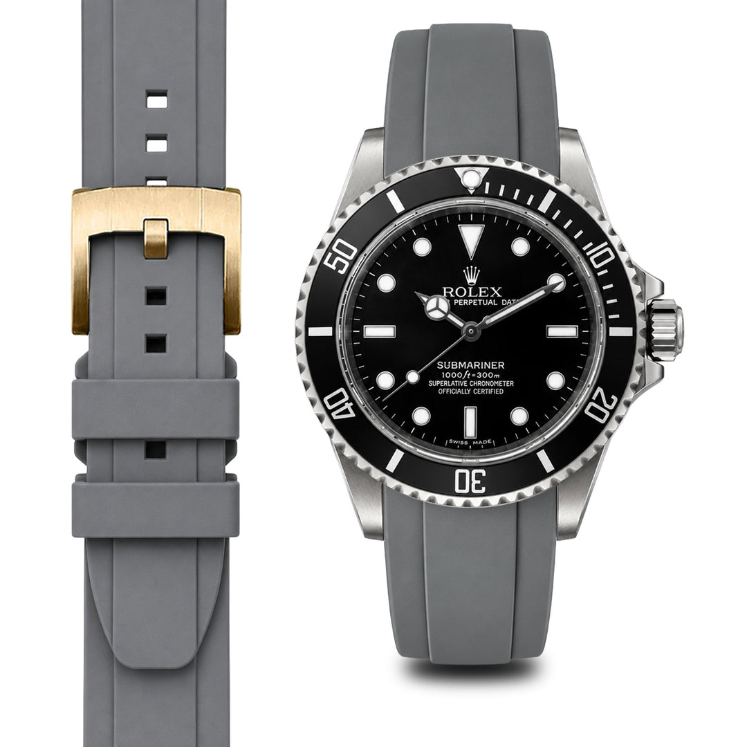 Rolex サブマリーナ Everest エベレスト ラバーバンド ブラック Curved End Rubber Strap for Rolex Submariner No-Date with Tang