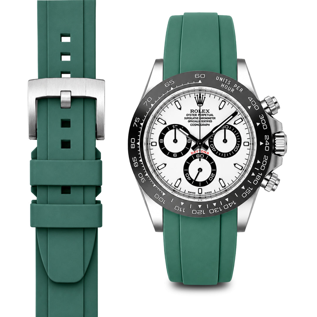Curved End Rubber Strap for Rolex Ceramic Daytona Watch | Everest