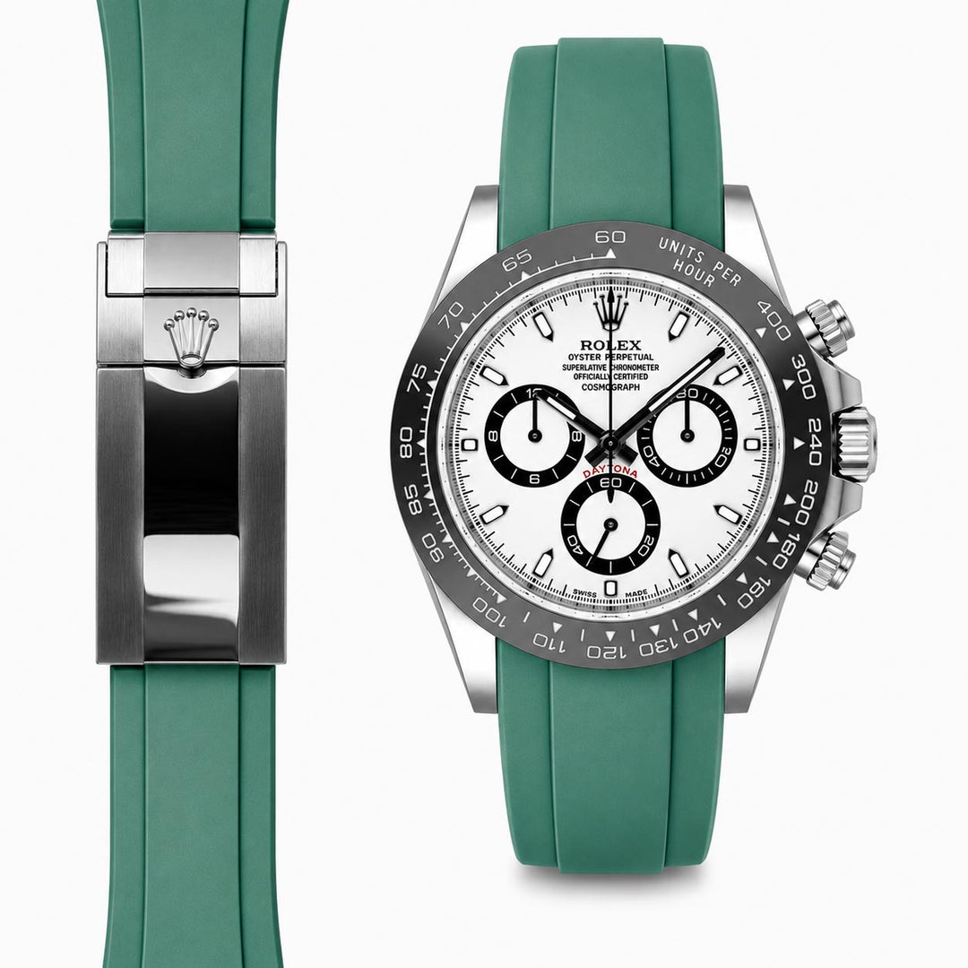 Curved End Rubber Strap for Rolex Ceramic Daytona Watch | Everest