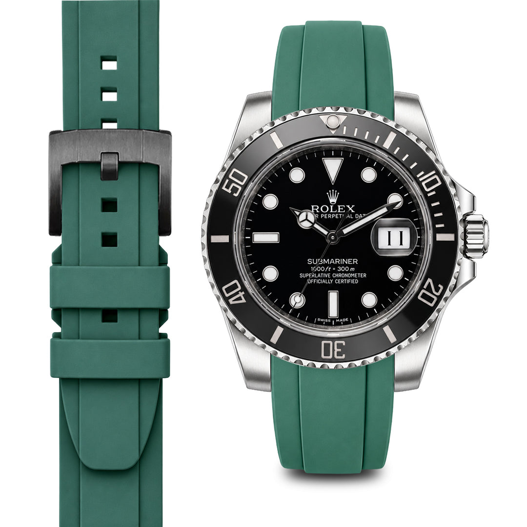 Curved End Rubber Strap for Rolex Submariner Ceramic with Tang