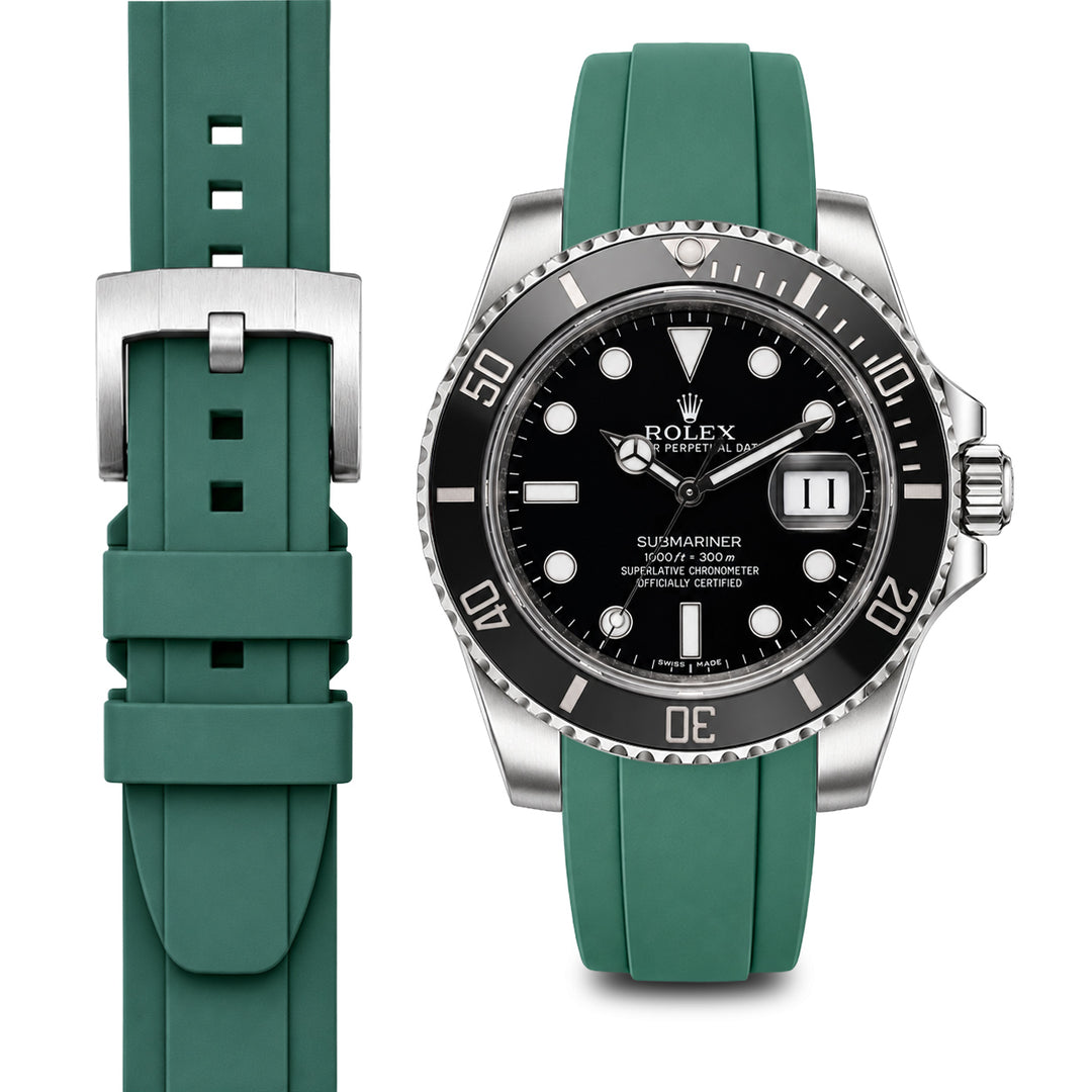 Curved End Rubber Strap for Rolex Submariner Ceramic with Tang