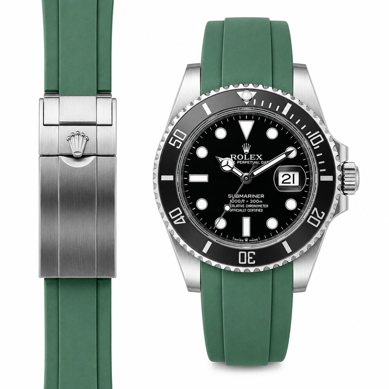 Curved End Rubber Strap For The Submariner 41 | Everest Bands