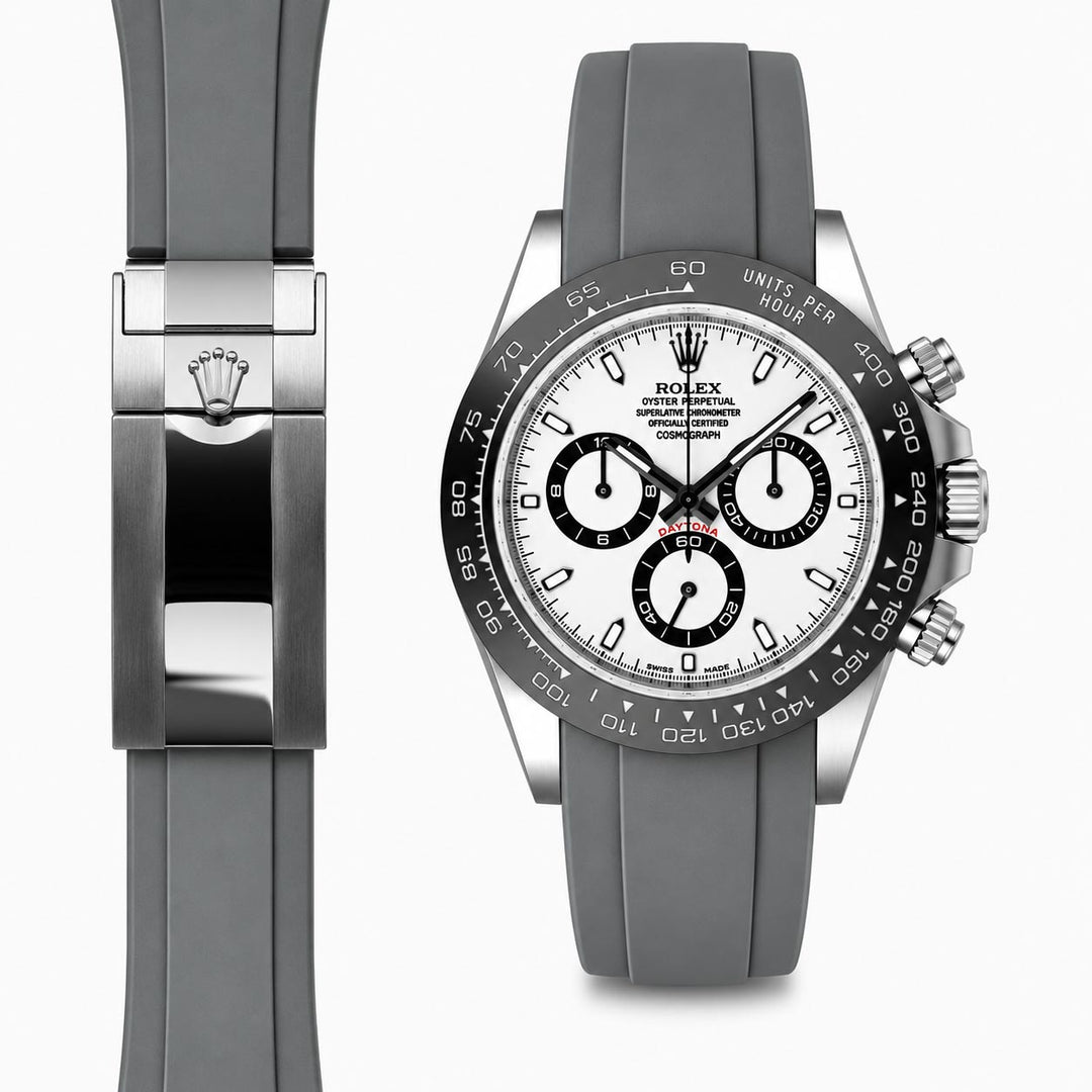 Curved End Rubber Strap for Rolex Ceramic Daytona Watch | Everest