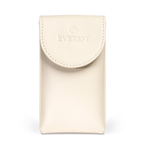 Everest leather watch pouch in creme front