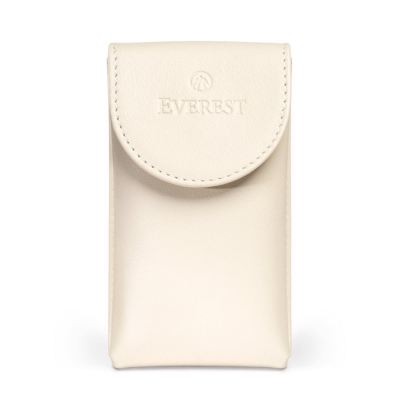 Everest leather watch pouch in creme front