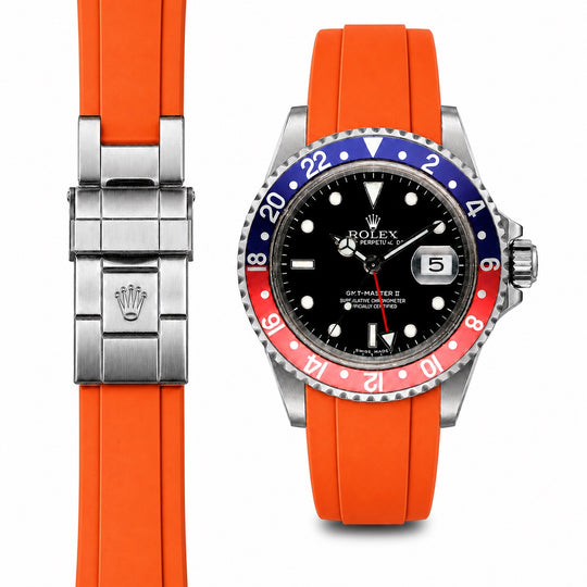Curved End Rubber Strap for Rolex GMT Master I & II Watch