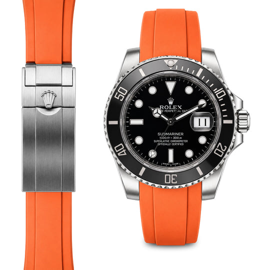 Curved End Rubber Strap for Rolex Submariner Ceramic Watch