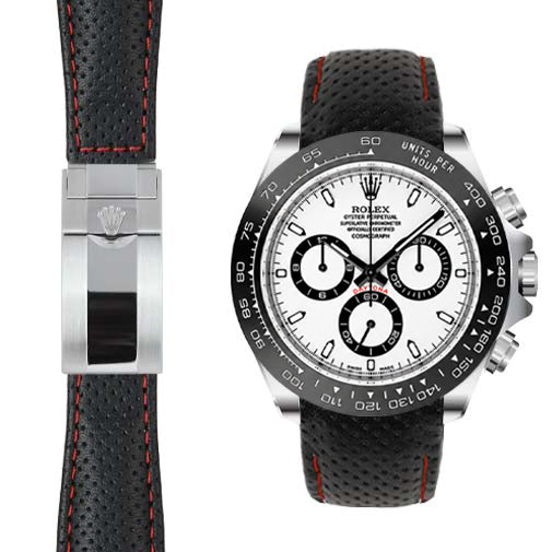 Curved End Leather Strap for Rolex Ceramic Daytona Watch | Everest