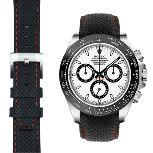 Black With Red Stitch / Silver Buckle