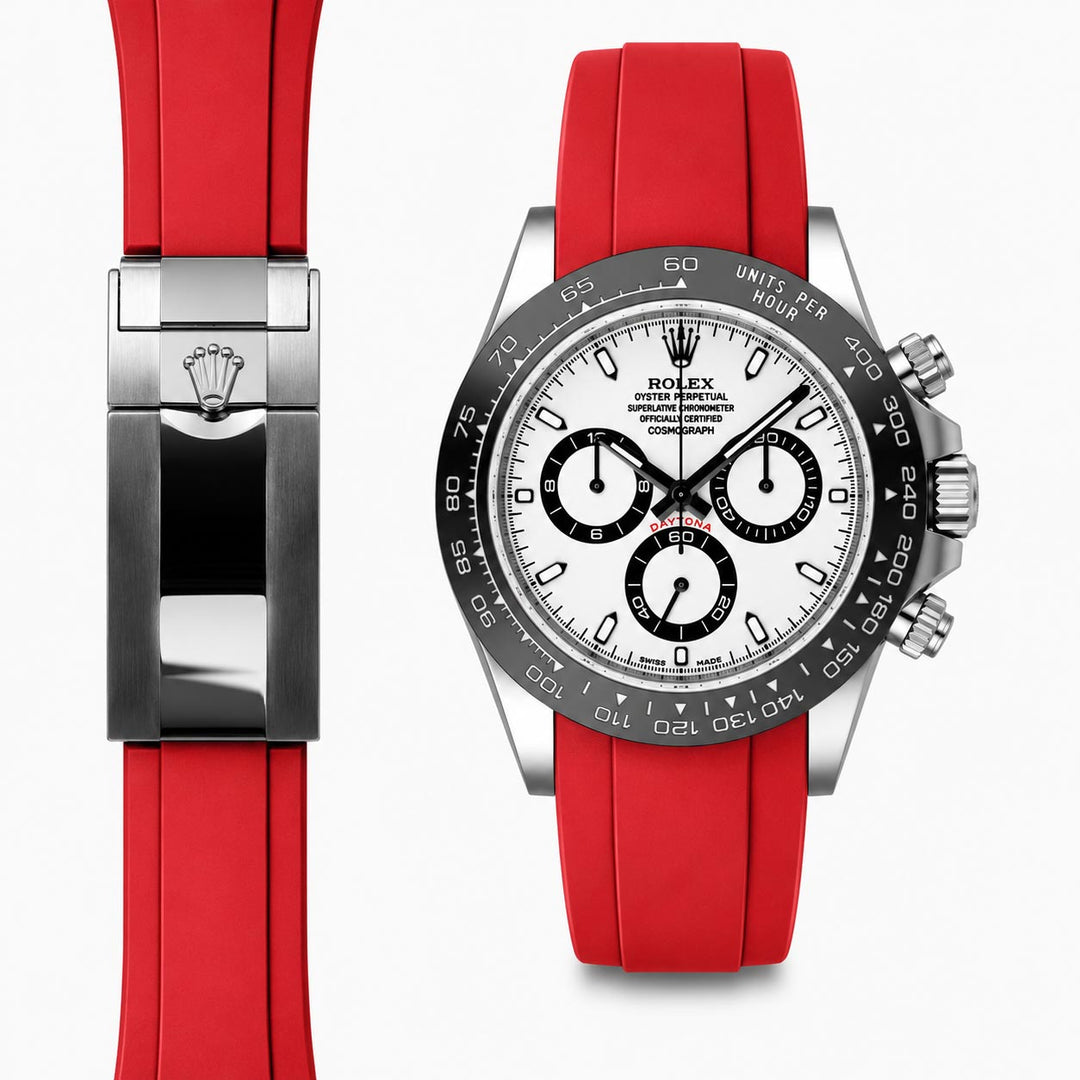 Curved End Rubber Strap for Rolex Ceramic Daytona Watch | Everest