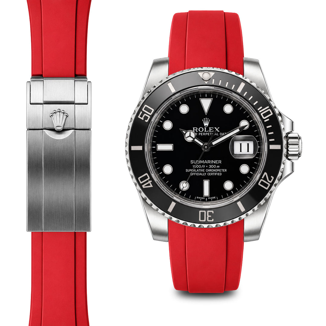 Curved End Rubber Strap for Rolex Submariner Ceramic Watch