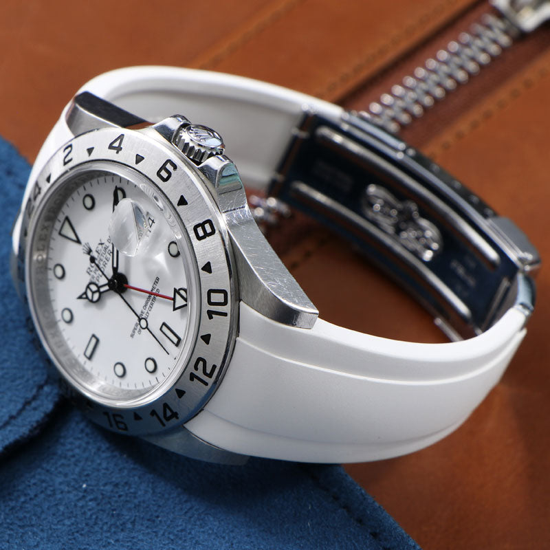 Curved End Rubber Strap for Rolex Explorer II Watch
