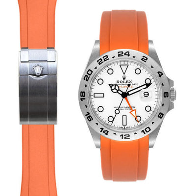 Orange Rubber Strap for Rolex Explorer II 42mm