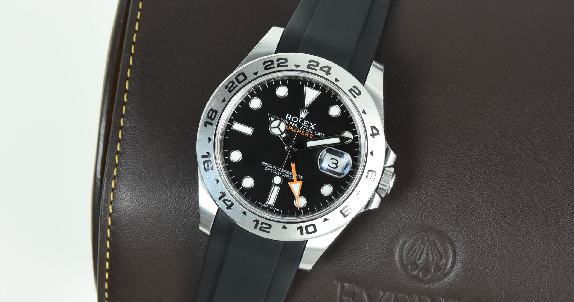 Rolex Rudbier Curved End Rubber Strap for Rolex Explorer II 42mm Deployant | Everest ...