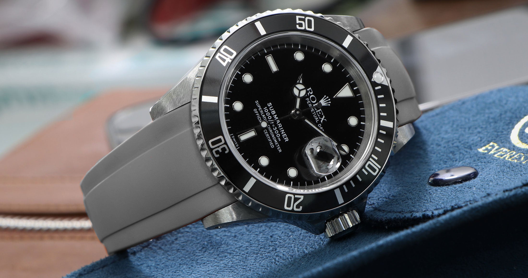 Grey Rubber Strap on Rolex Submariner