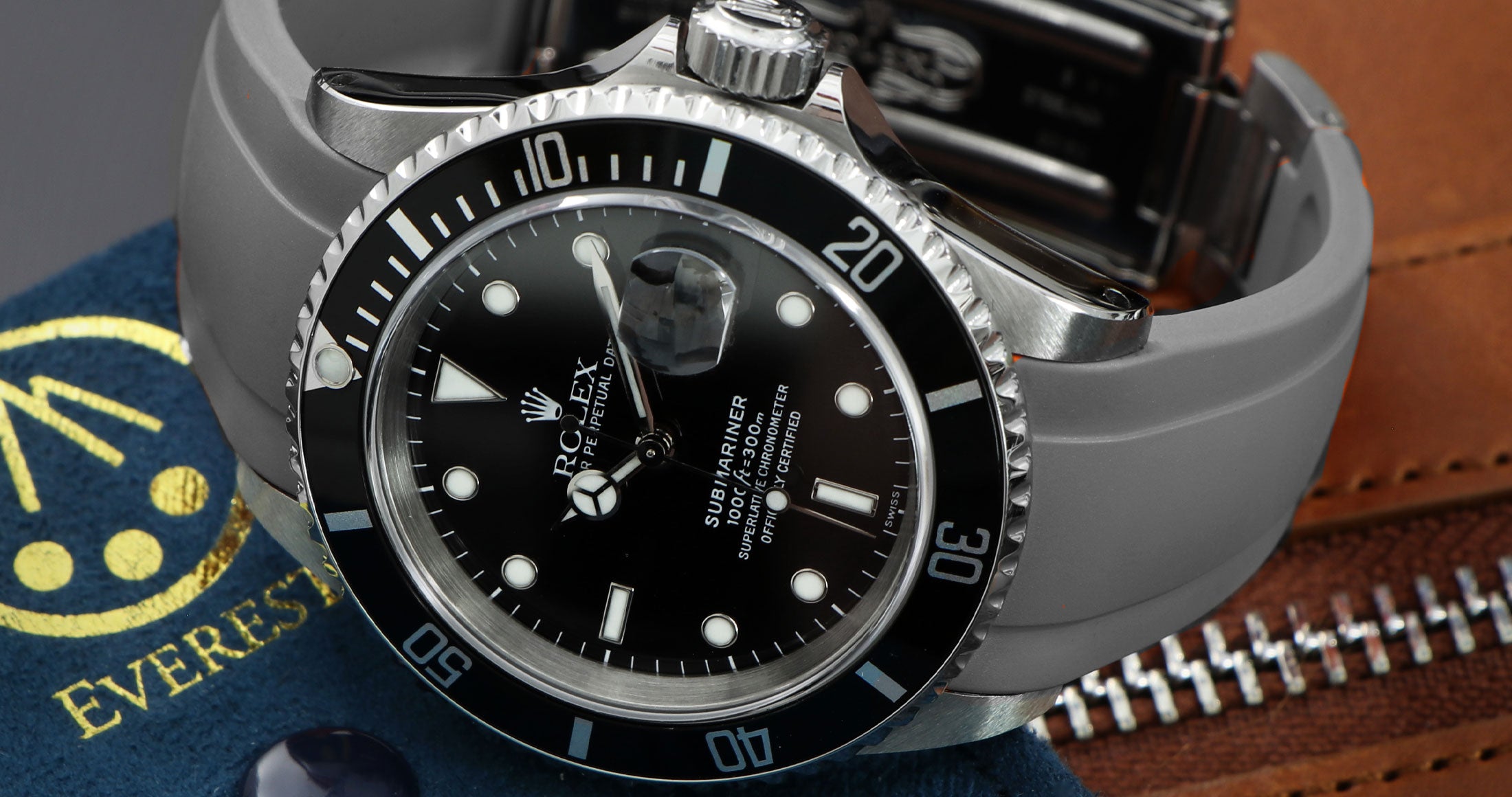 Grey Rubber Strap on Rolex Submariner