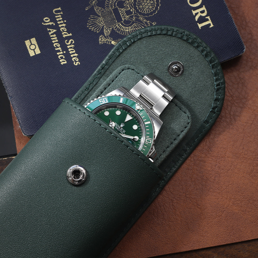 Leather Watch Pouch in Geneva Green – Travel & Storage | Everest