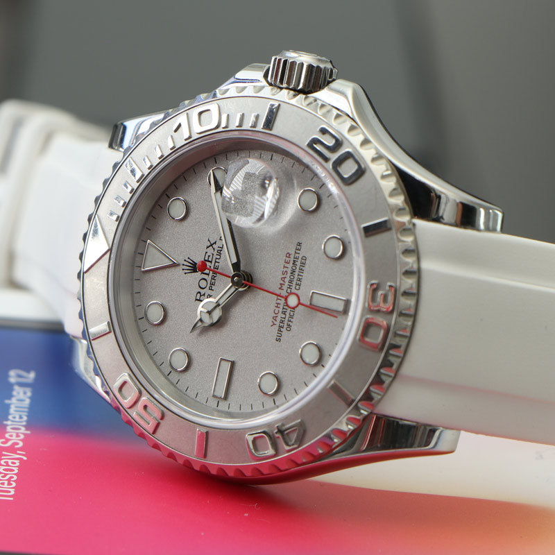 White Rubber Strap on Rolex Yacht-Master