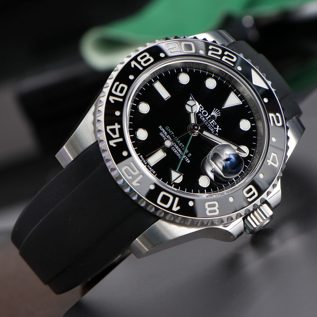 Curved End Rubber Strap on Rolex GMT-Master II