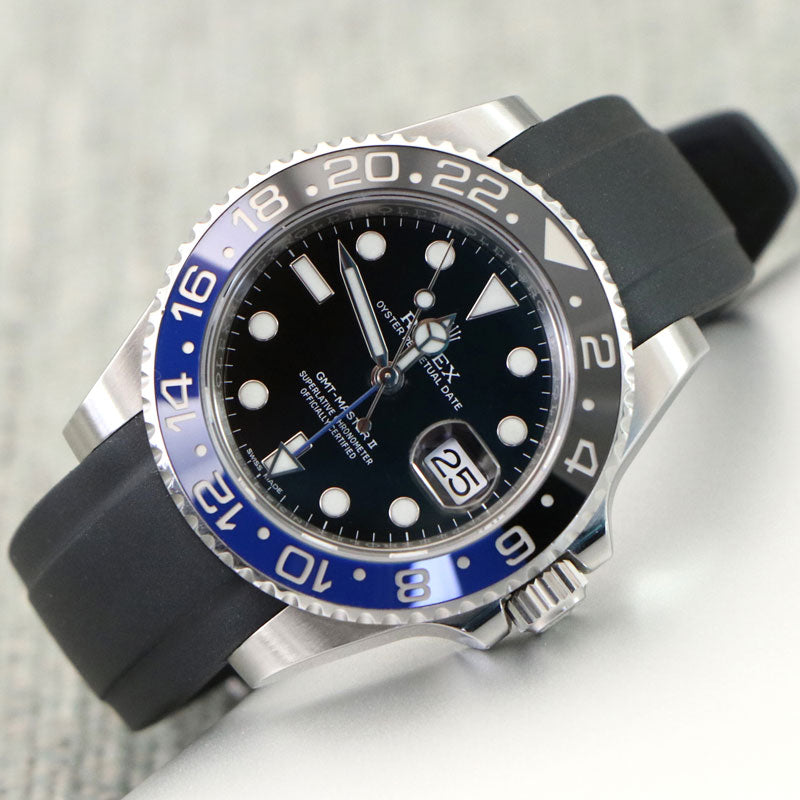 Rolex GMT-Master II on black rubber strap