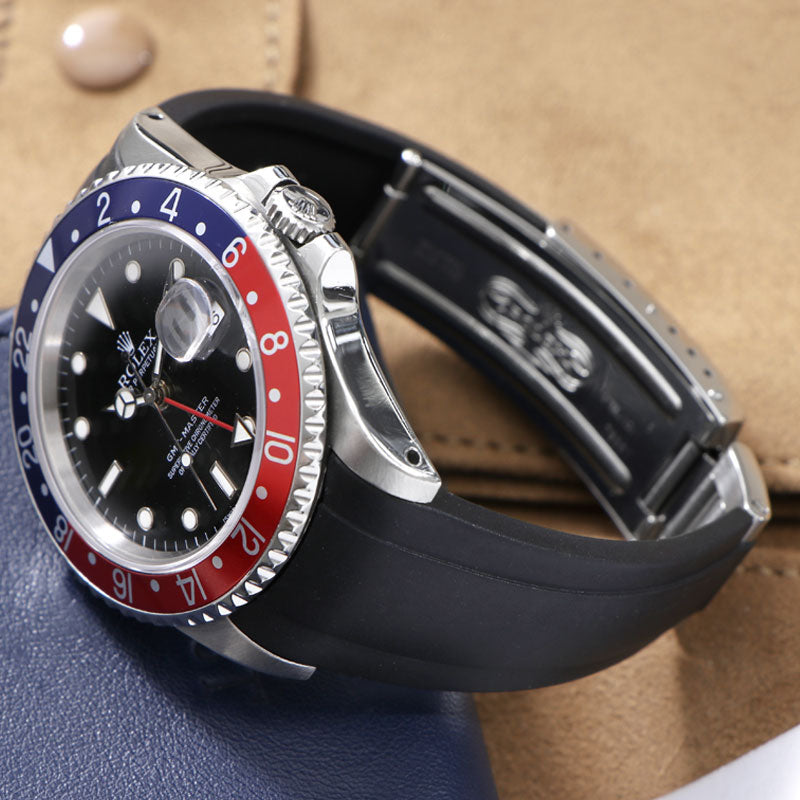 Black Rubber Strap on Rolex GMT-Master