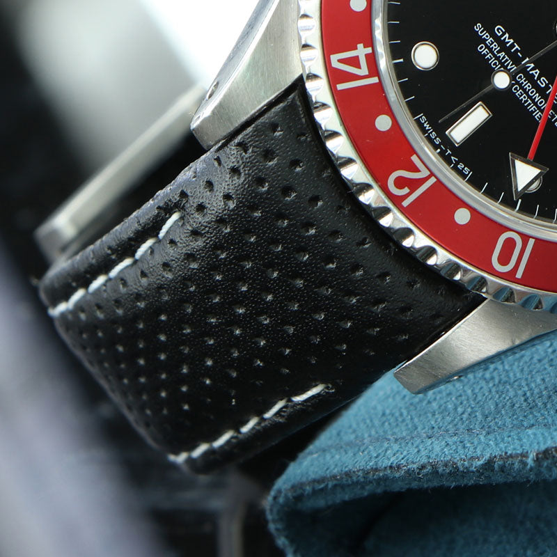Perforated Leather strap on Rolex GMT-Master II
