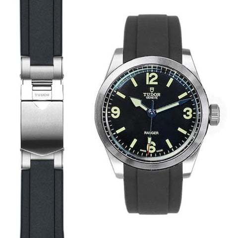 Curved End Rubber Strap for Tudor Ranger Deployant Everest Bands