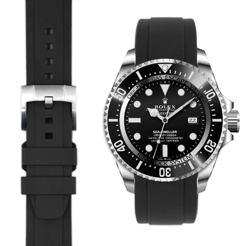 Curved End Rubber Strap for Rolex Deepsea Sea Dweller Watch Everest Bands