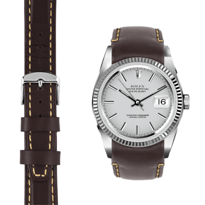 Curved End Leather Strap for Rolex Datejust 5 Digit Reference with Tang Buckle