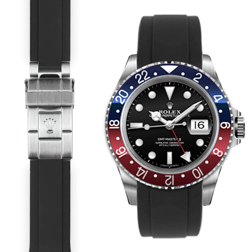 Rolex GMT black rubber watch strap