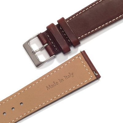 Everest UNIVERSAL CHERRY LEATHER WATCH STRAP front and back
